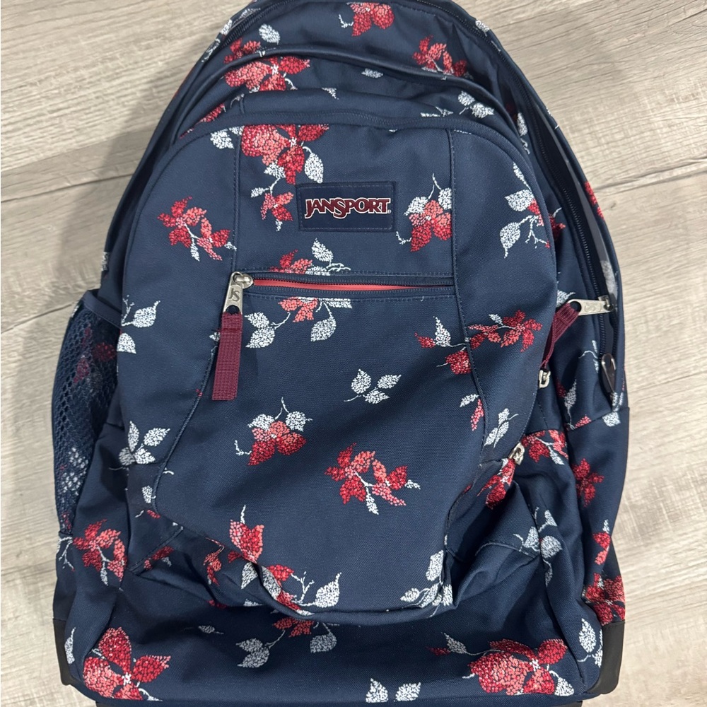 Jansport Wheeled Rolling Backpack – Navy Floral Print Travel/School Bag